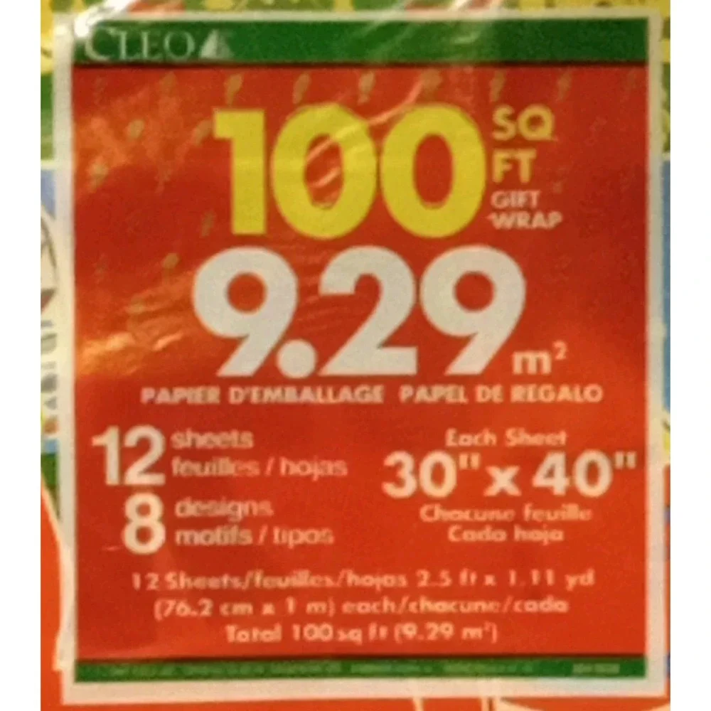 2 VTG NOS Cleo Christmas Wrapping Paper 100 Sq/Ft‎ 12 Sheets 8Designs
